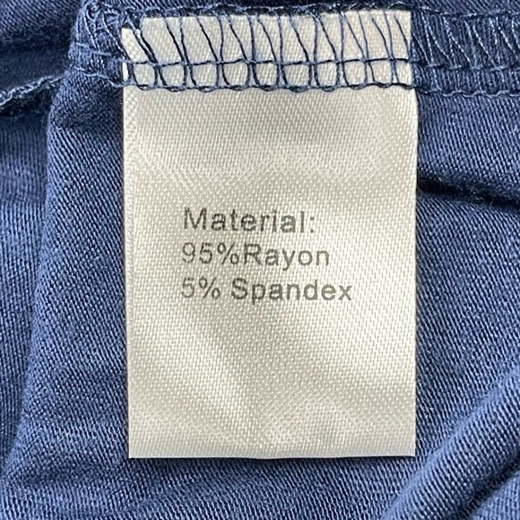 DouBCQ Dress Womens Large Navy Blue Short Sleeve Pockets Pleated Rayon Stretch - Picture 9 of 12